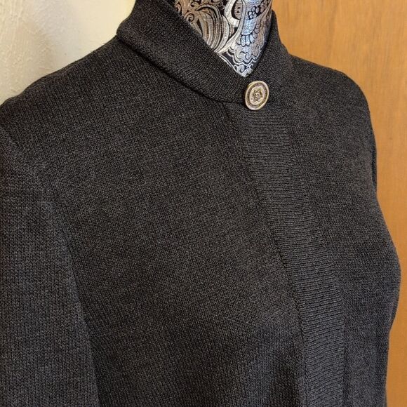 St. John Knit zip front jacket minimalist dark grey size 8 - Picture 3 of 11